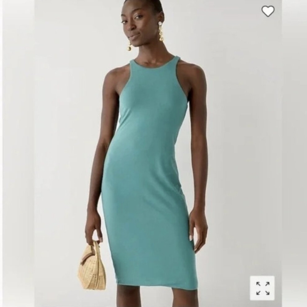"NWT" J.Crew FormKnit High-Neck Cutaway‎ Rich Spruce"RSP" Midi Dress- Size Med